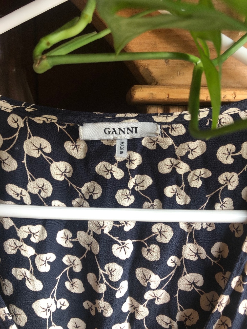 Ganni Navy and Floral Rosenberg Maxi Wrap Dress Size 36 - Picture 2 of 8